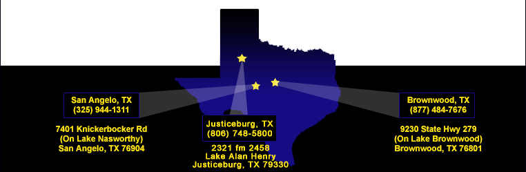 Brownwood, TX (877) 484-7676 -- San Angelos, TX (325) 944-1311 -- Justiceburg, TX (806) 748-5800